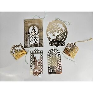 RARE Kansas City Christmas Ornaments Set of 6 Metal 24K Plated